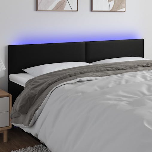 NNEVL LED Headboard Black 160x5x78/88 cm Faux Leather