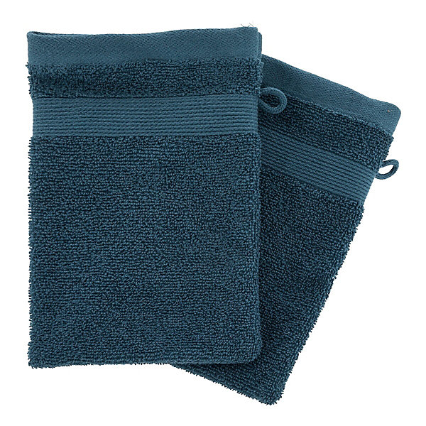 Lot de 2 gants de toilette 15 x 21 cm Couleur moderne bleu encre