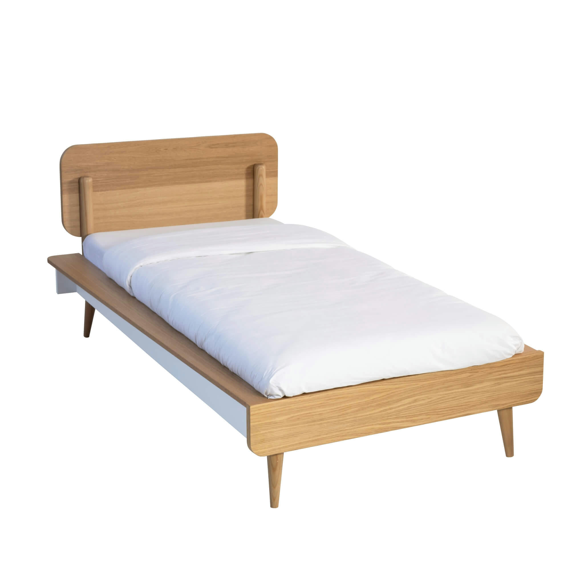 - Ensemble lit et tête de lit en bois naturel