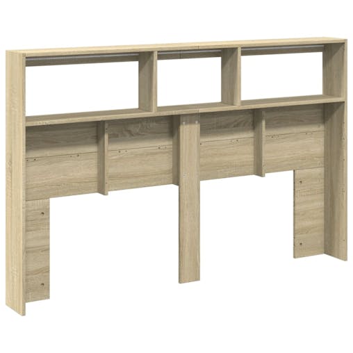 NNEVL Headboard Cabinet with LED Sonoma Oak 160x17x102 cm