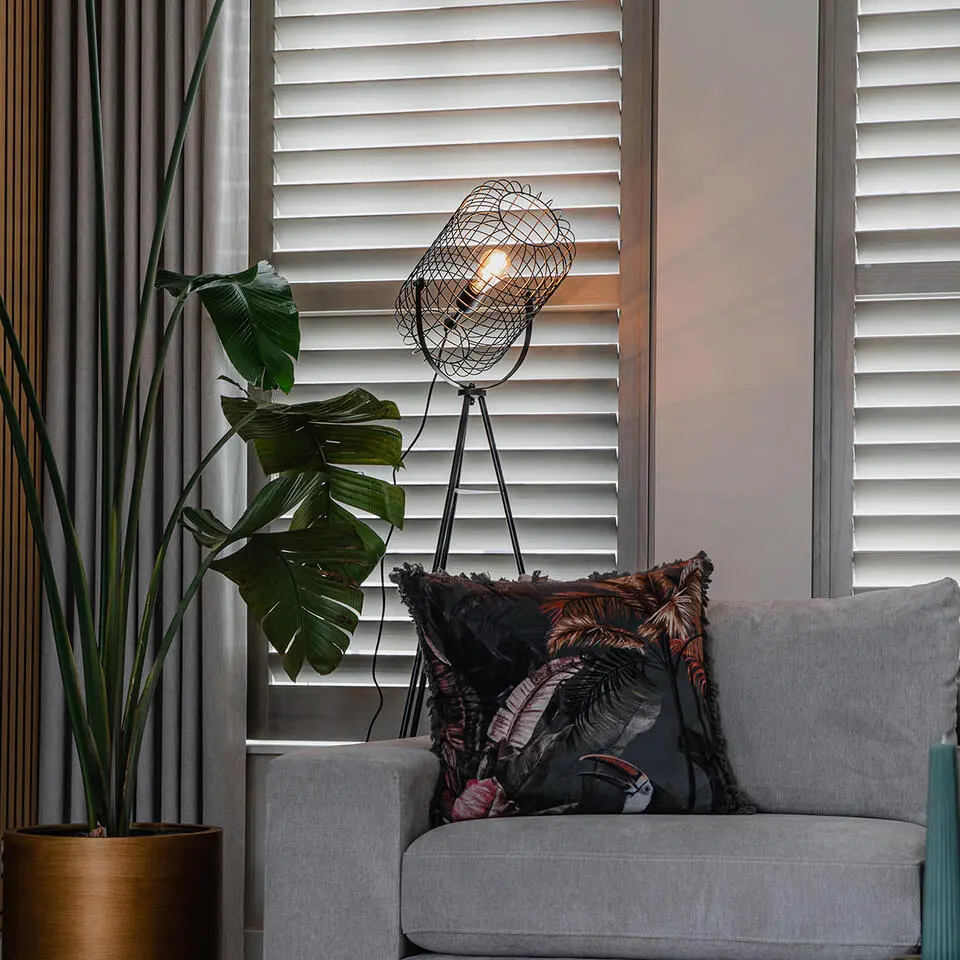 Qazqa tripod lamp bliss_vefa zwart e27