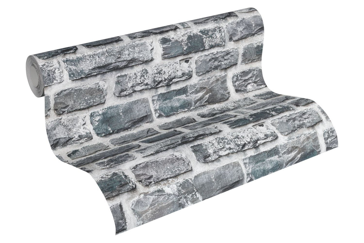 A.S. Création behang stenen muur donkergrijs - 53 cm x 10.05 m - AS-361404