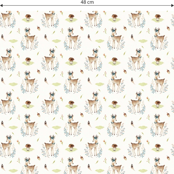 Vliestapete »Kinder Vliestapete«, Waldtiere Baby Reh Bambi, mehrfarbig, matt