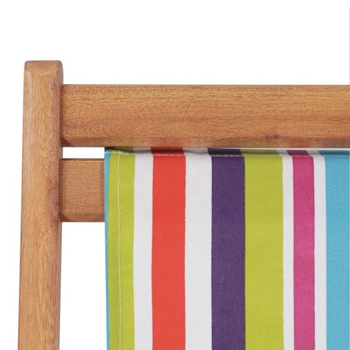 NNEVL Folding Beach Chair Fabric and Wooden Frame Multicolour