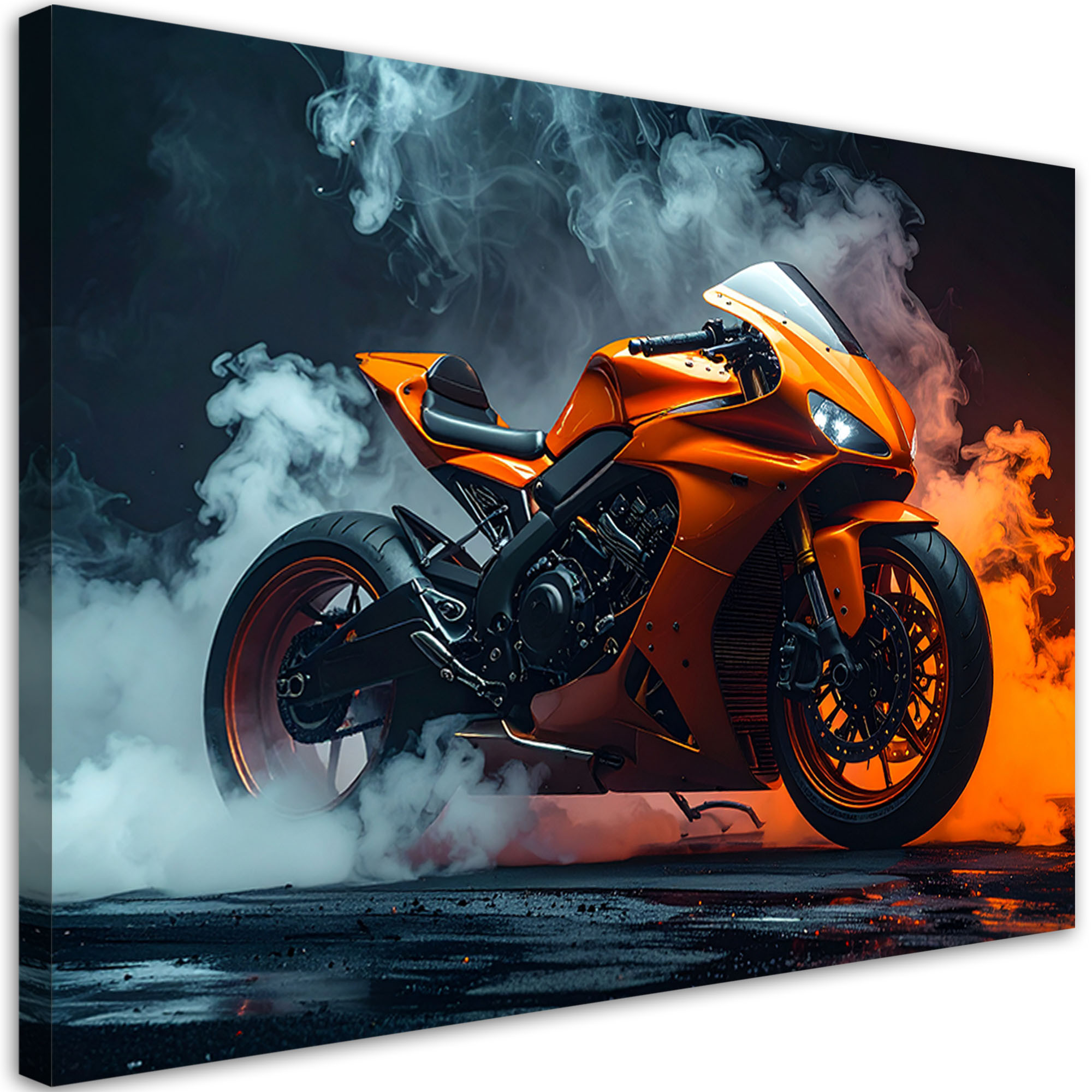 Obraz nowoczesny do pokoju nastolatka, Pomarańczowy Motocykl Motor 30x20
