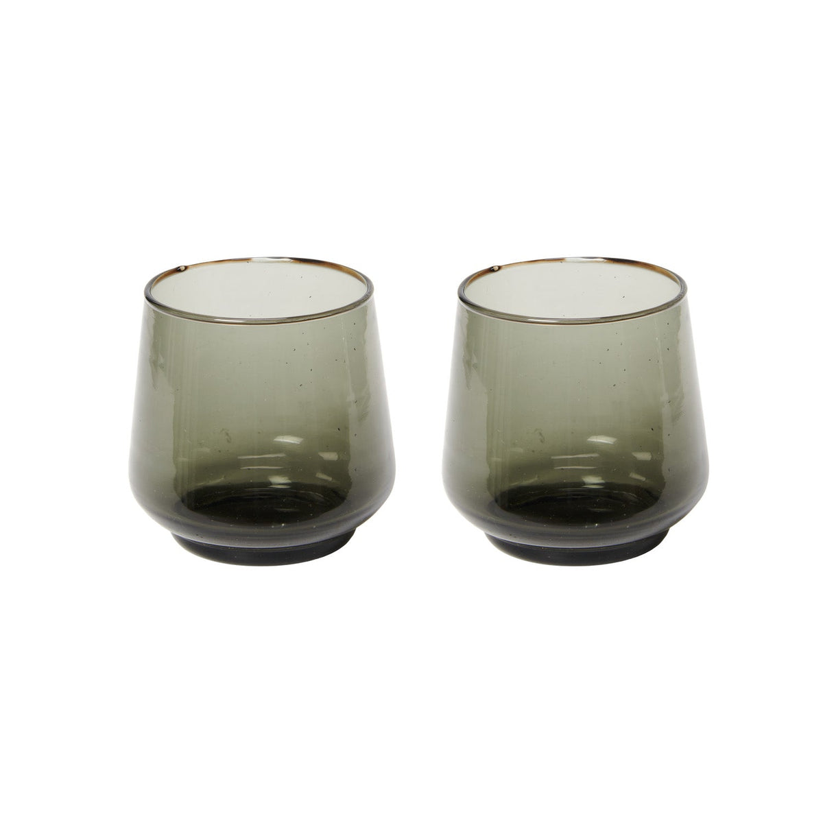 Return to Sender Glas 250 ml antraciet grijs - set van 2- stapelbaar - handgeblazen