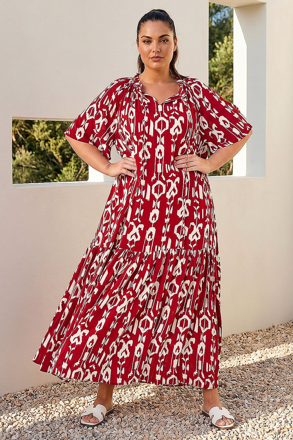 Roman Curve Printed Woven Maxi Dress
