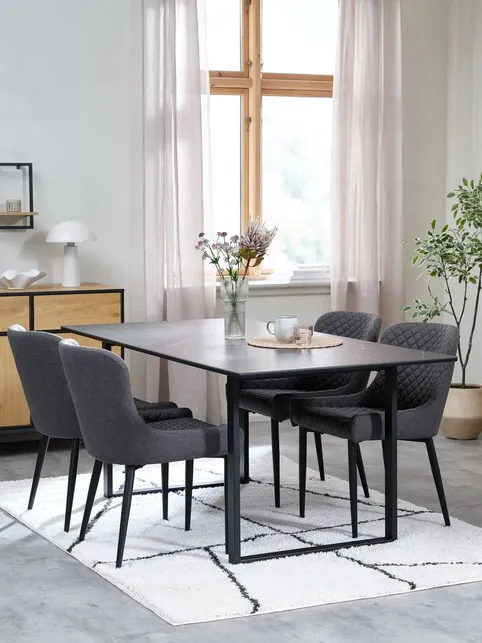 MOSELUND L180 bord keramik + 4 PEBRINGE grå/sort