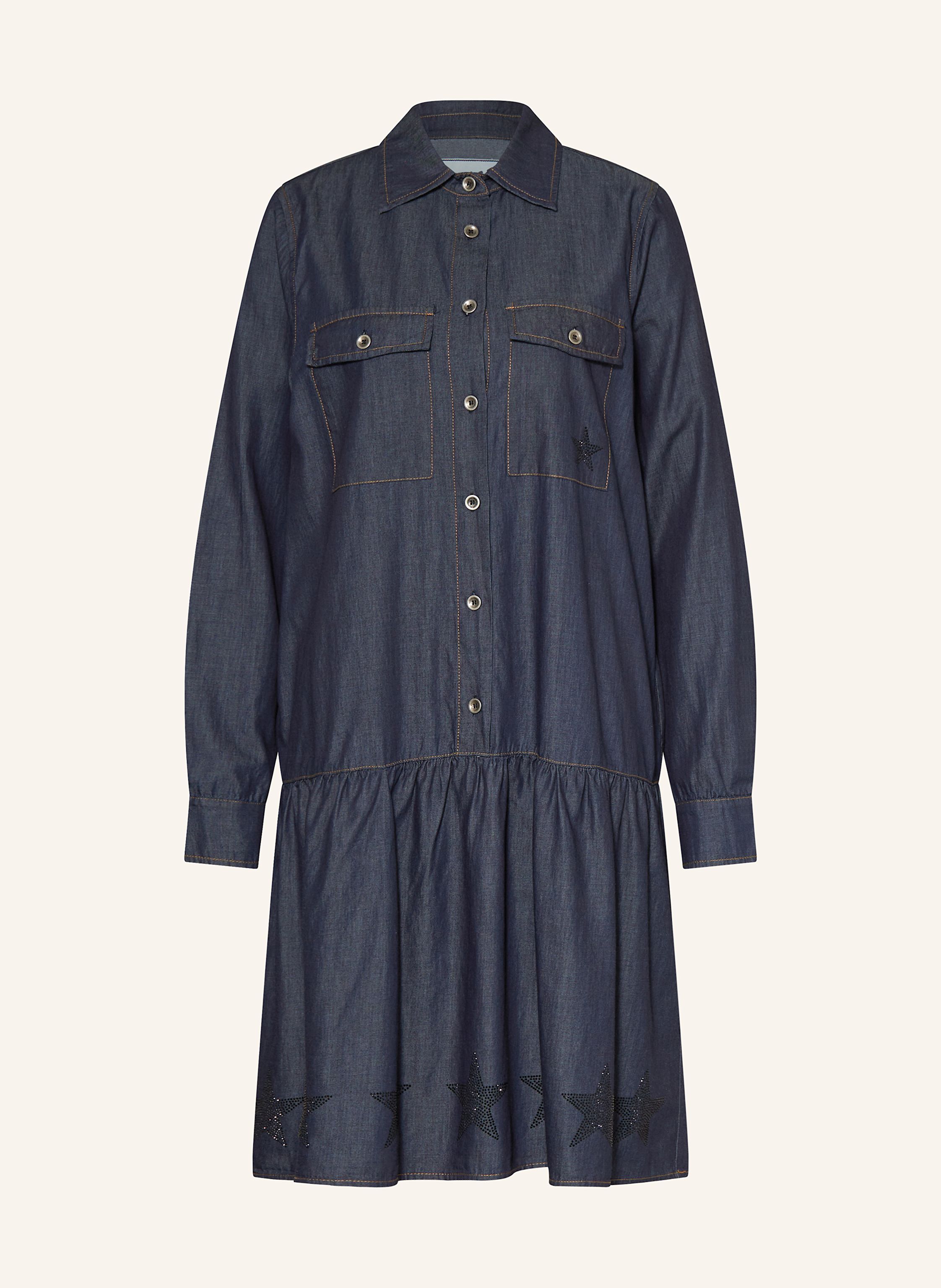 Grace Hemdblusenkleid in Jeansoptik mit Schmucksteinen