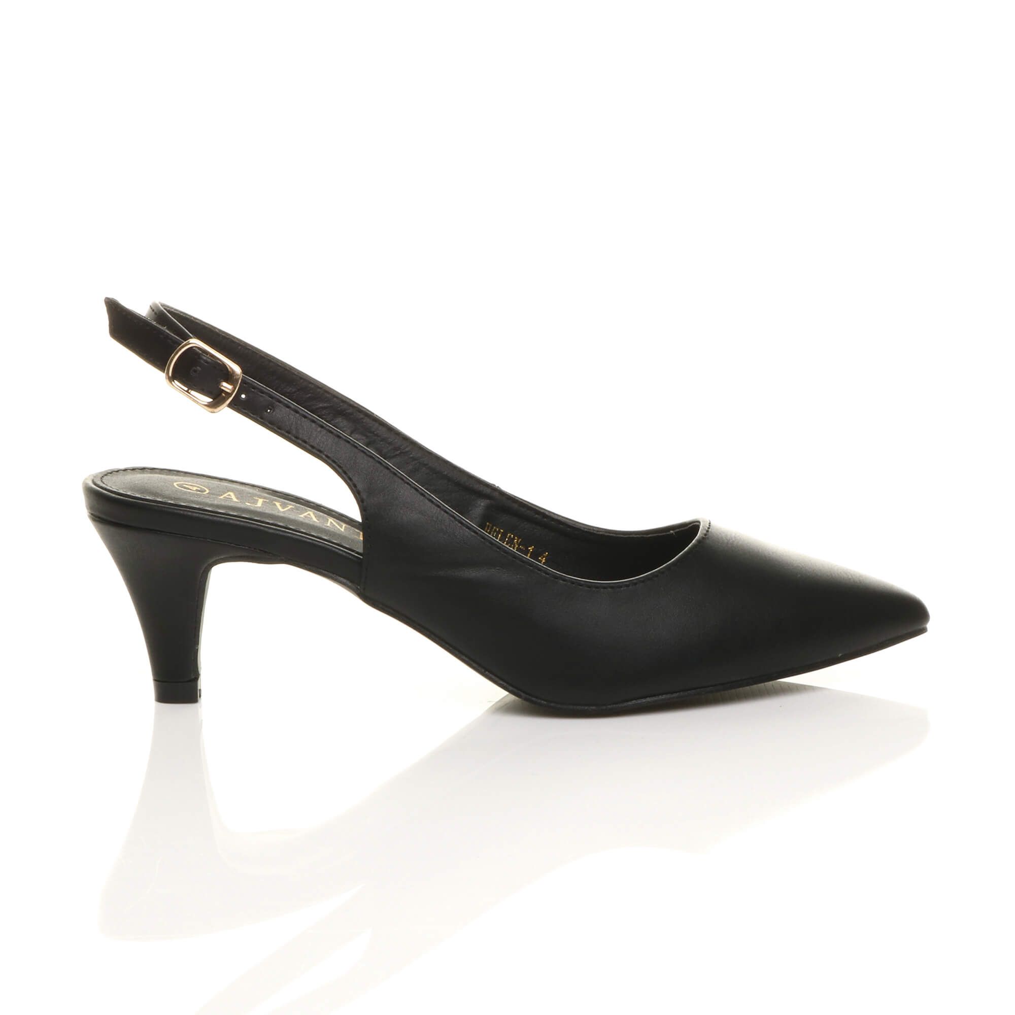 AJVANI Mid Heel Slingback Pointed Toe Court Shoes