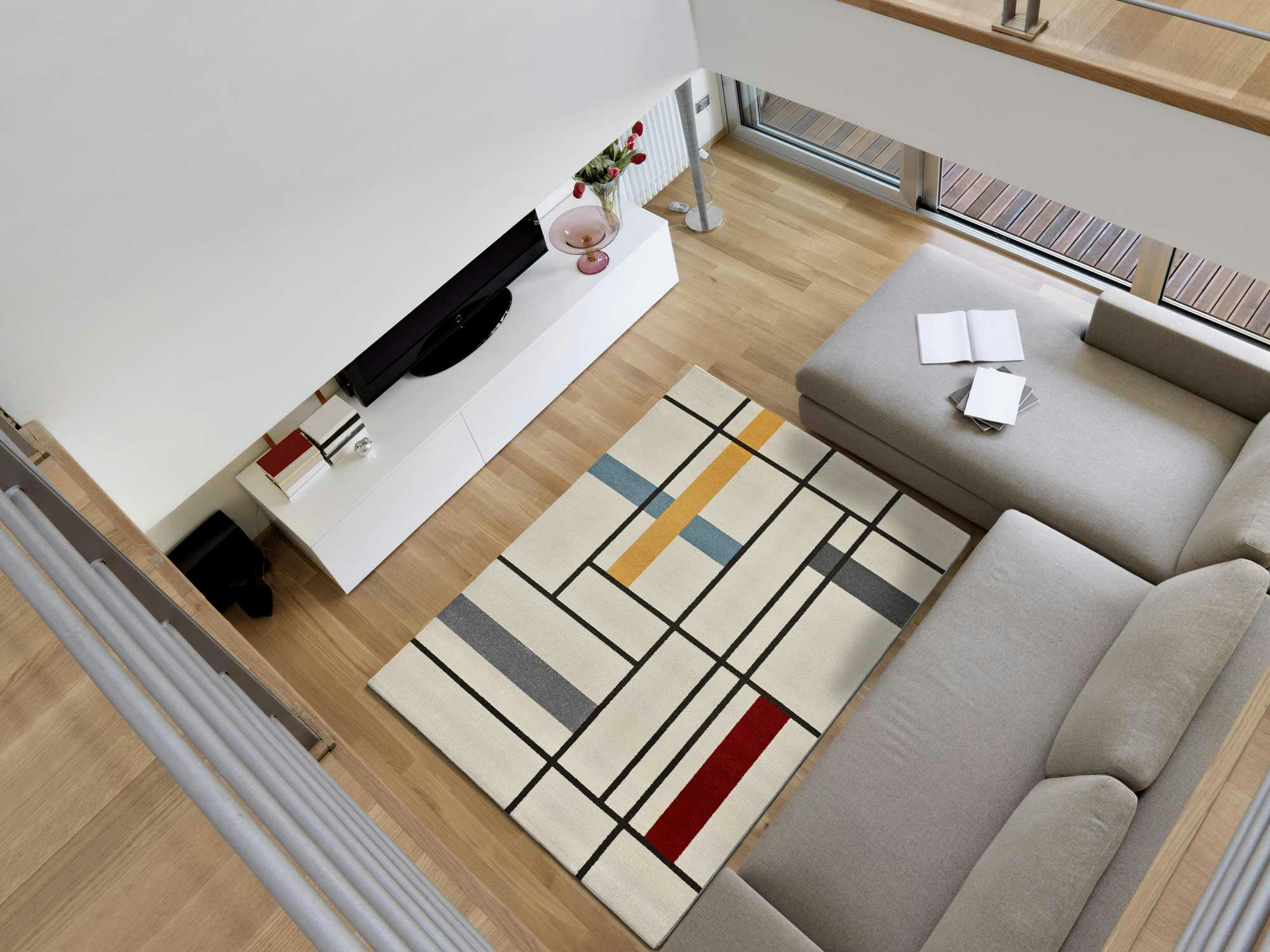 DELTA - Tapis géométrique multicolore, 080X150 cm