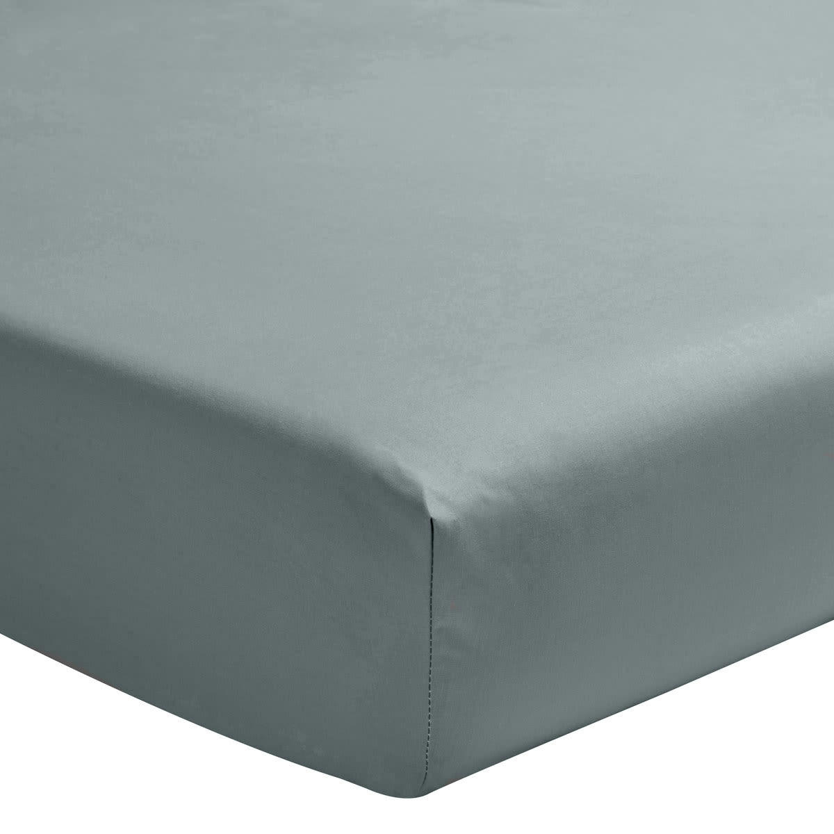 CÉVENNES - Drap housse en percale de coton vert d'eau 140x200