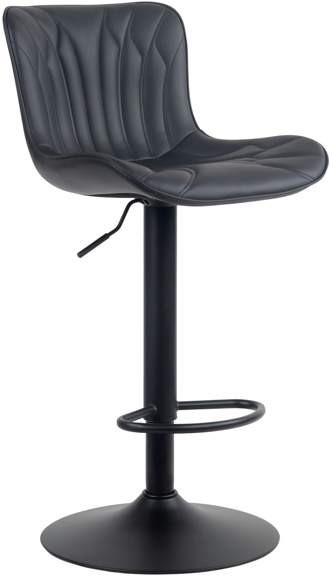 LINUS - Tabouret de bar ajustable pivotant similicuir Noir