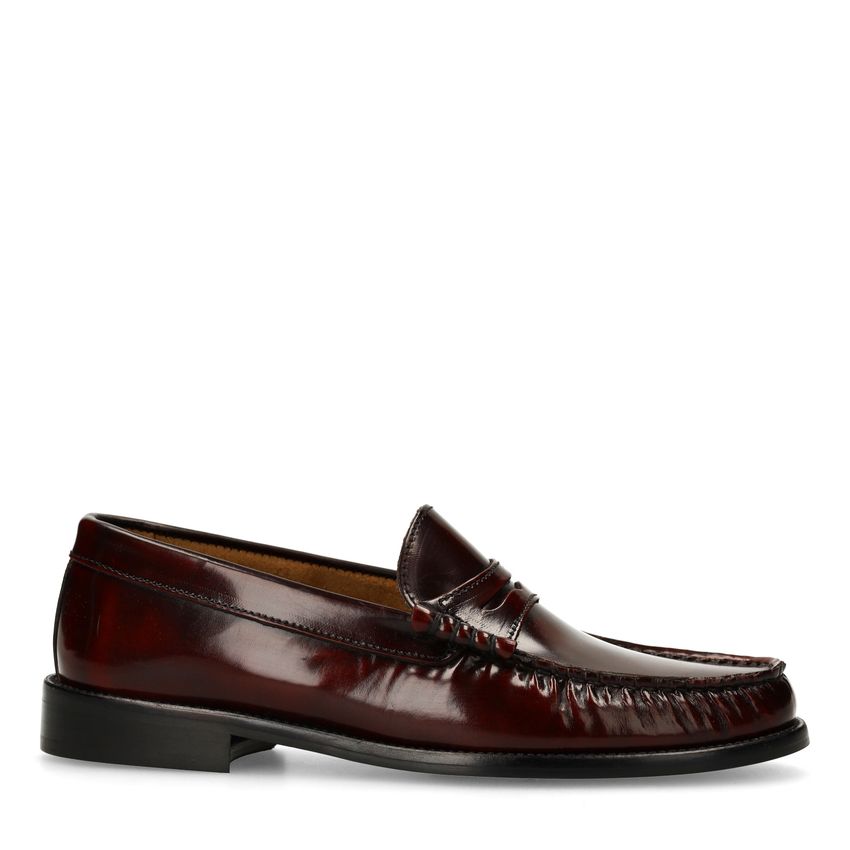 Manfield Burgundy leren loafers