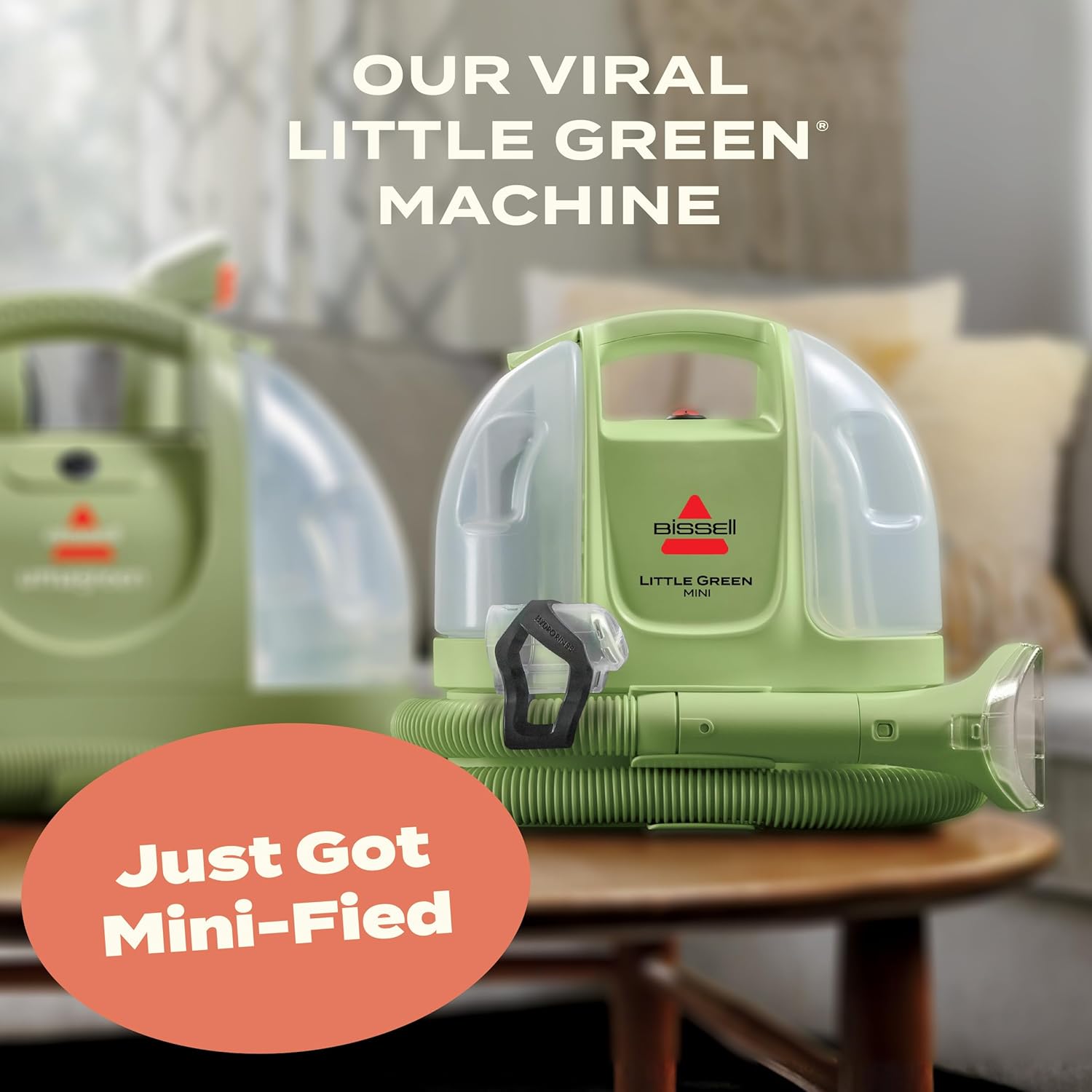 BISSELL Little Green Mini Portable Carpet and Upholstery Deep Cleaner, Car/Auto Detailer, with HydroRinse Self-Cleaning Tool and 4 Tough Stain Tool, Tea Green, 4075