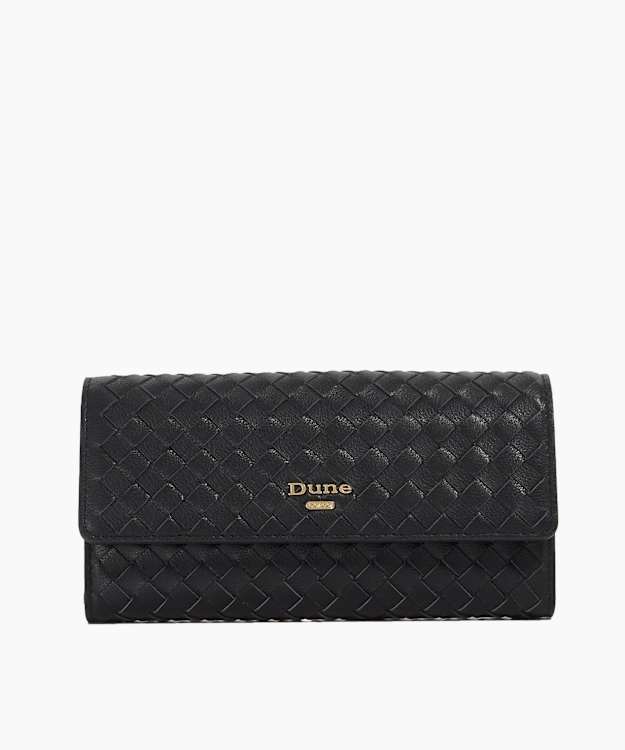 Kokos Black - Woven Black Leather Purse