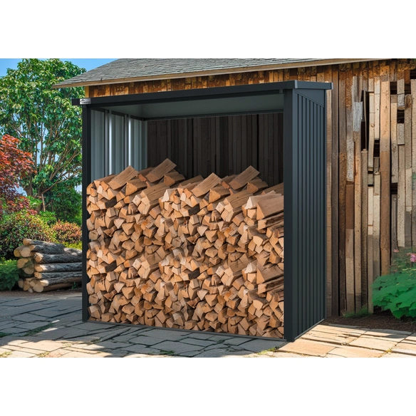 Holzregal, Stahlblech, 106x180x189 cm, metallic grau