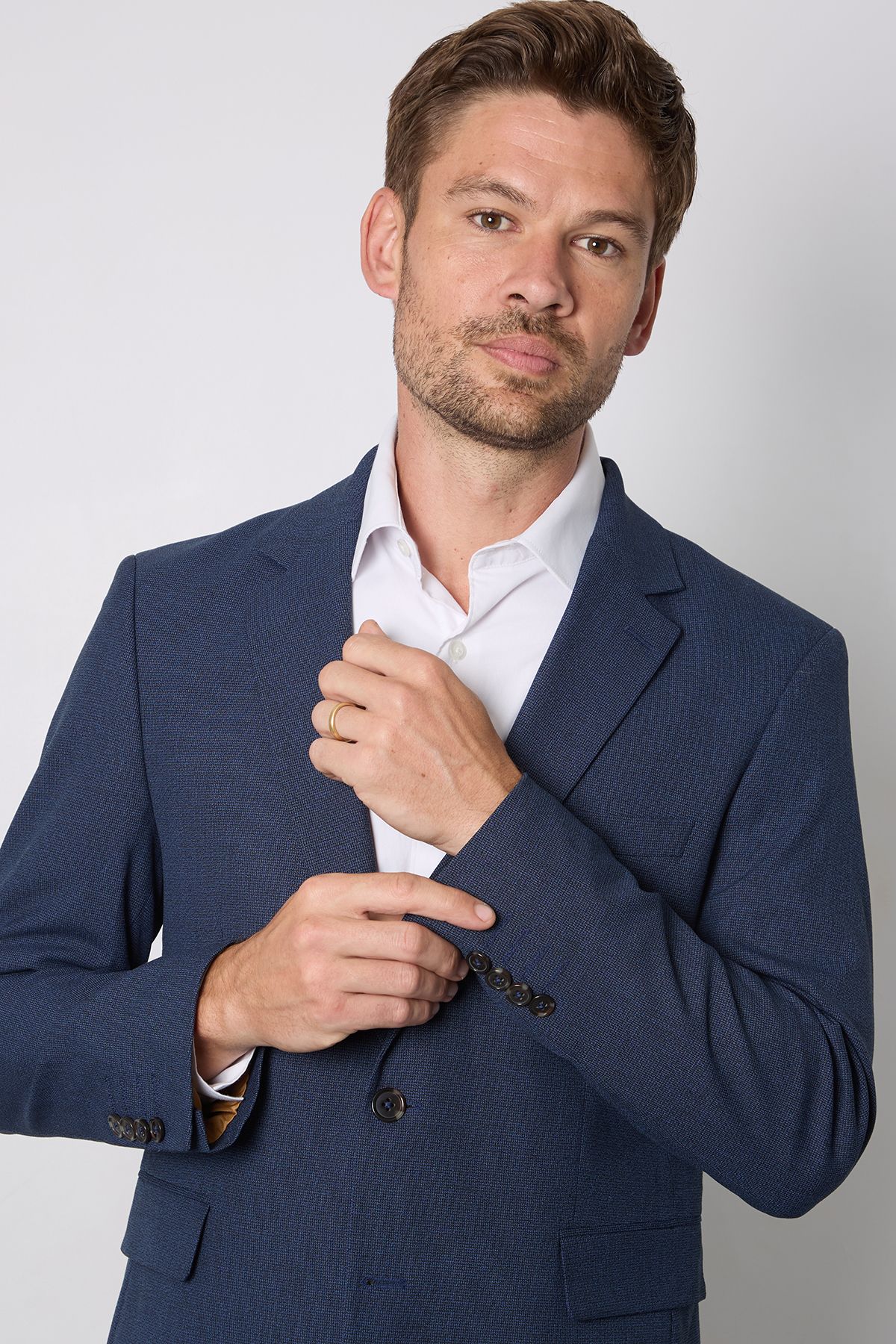 Burton Navy Marl Tailored Fit Suit Jacket