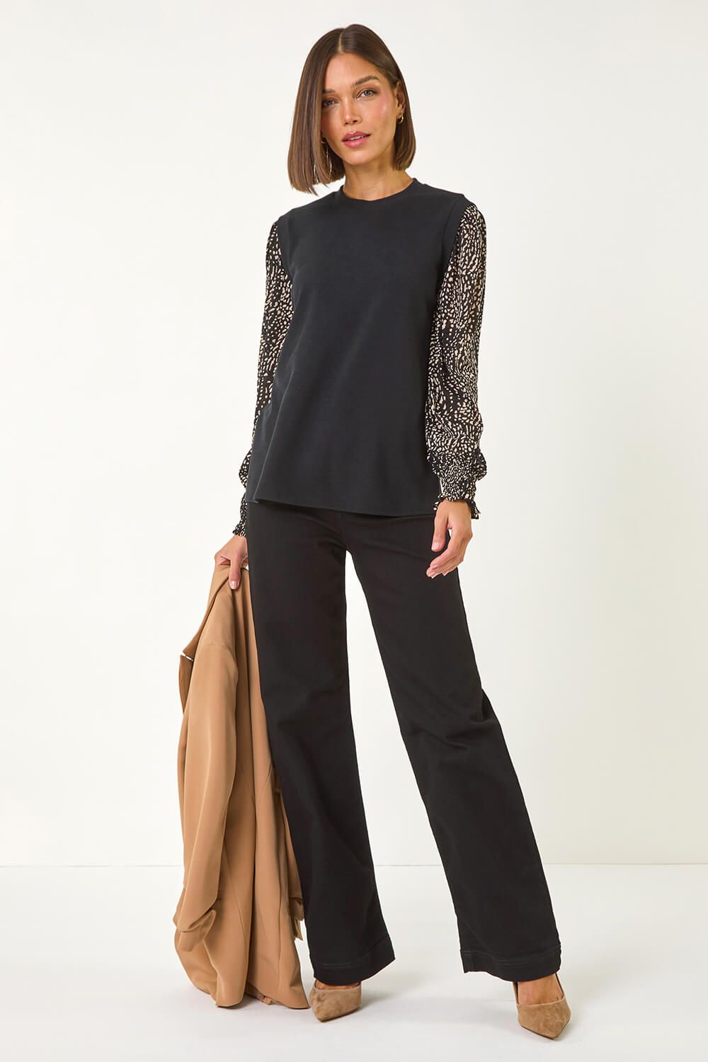 Roman 2 in 1 Print Mesh Sleeve Top