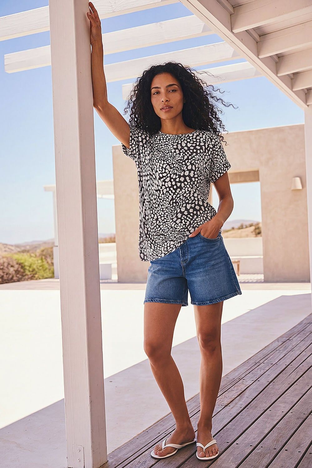 Roman Spot Print Jersey Back Top