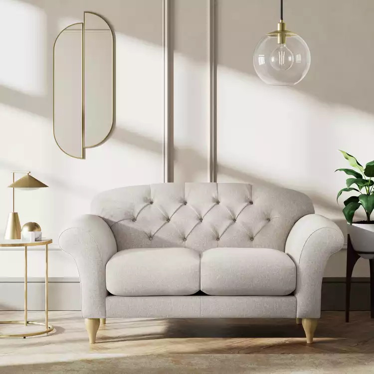 Habitat Brooker Fabric 2 Seater Sofa - Natural - Ash Leg