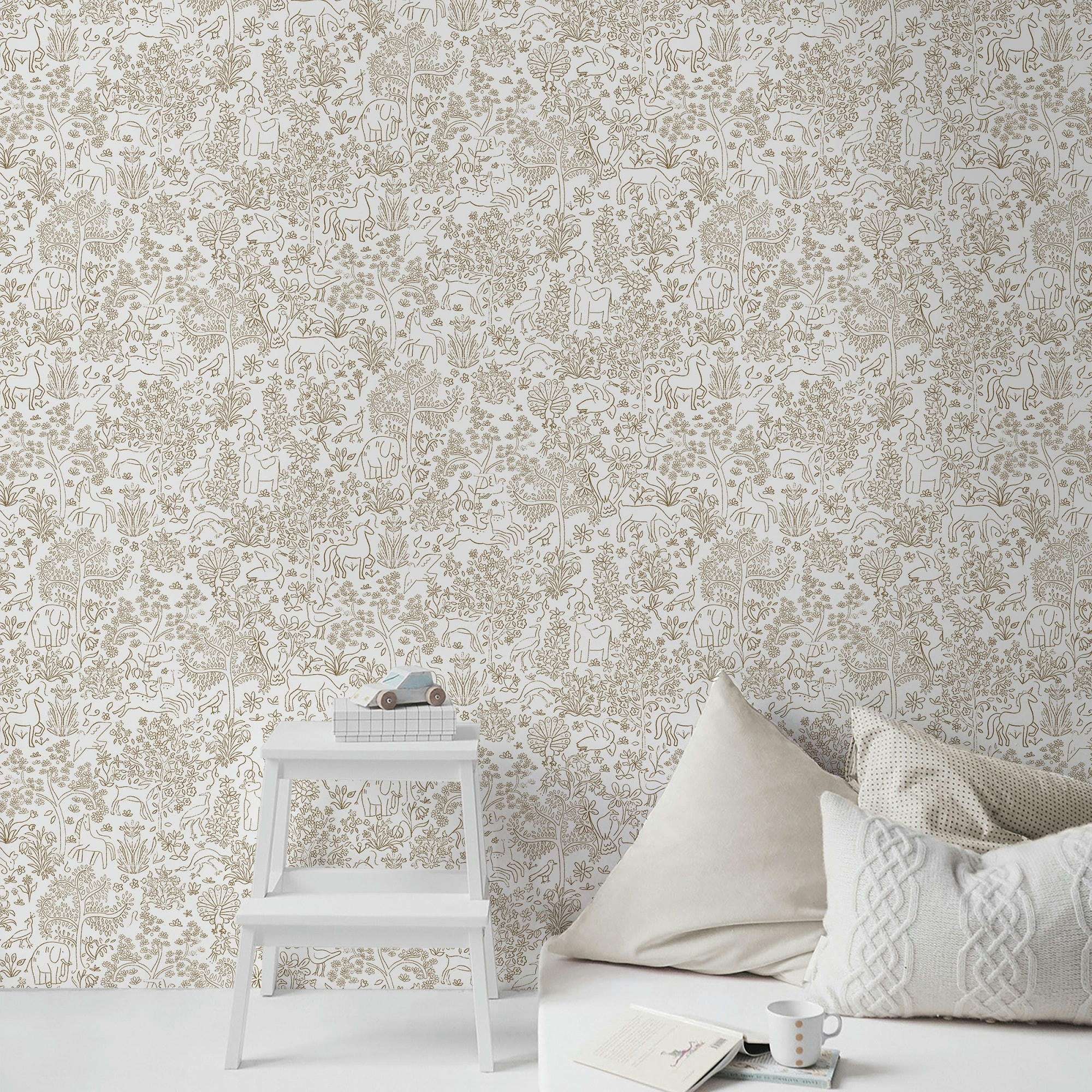 - papier peint forêt magique ocre 1005x52cm