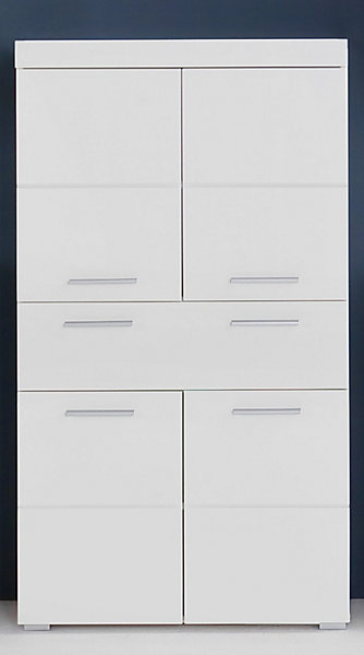 AMANDA - Meuble de salle de bain mélaminé - Meuble Commode. Blanc brillant. L-H-P : 73 - 132 - 31 cm