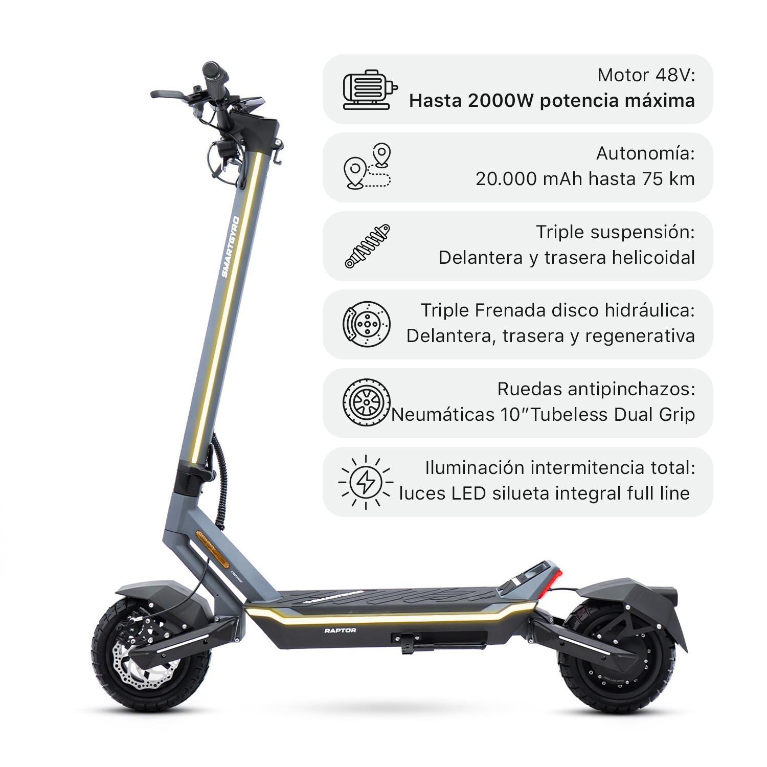 Patinete eléctrico smartGyro Raptor Evo LR