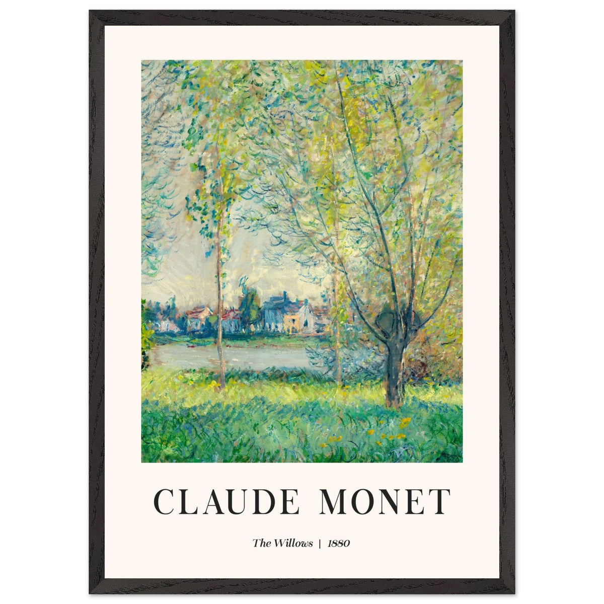 Artfulprints Poster met Lijst Claude Monet - The willows  - 50x70 cm - Groen