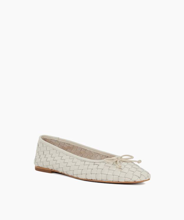 Heat Ecru - Woven Leather Bow Detail Ballet Pumps