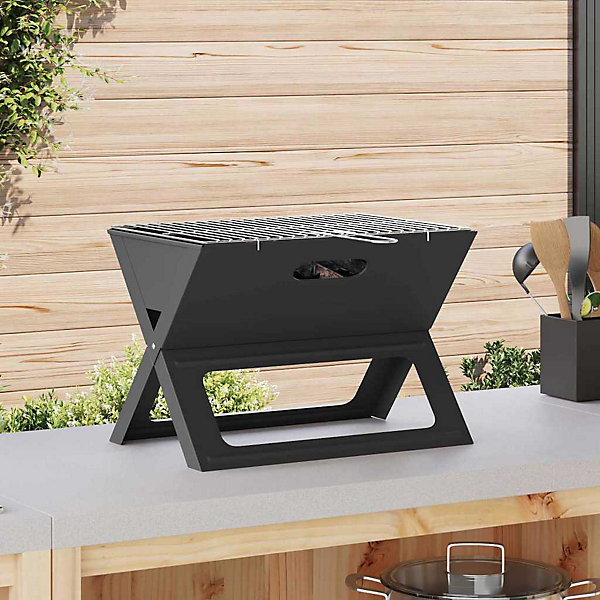 Grill extérieur Noir 46 x 31 x 31 cm Acier vidaXL