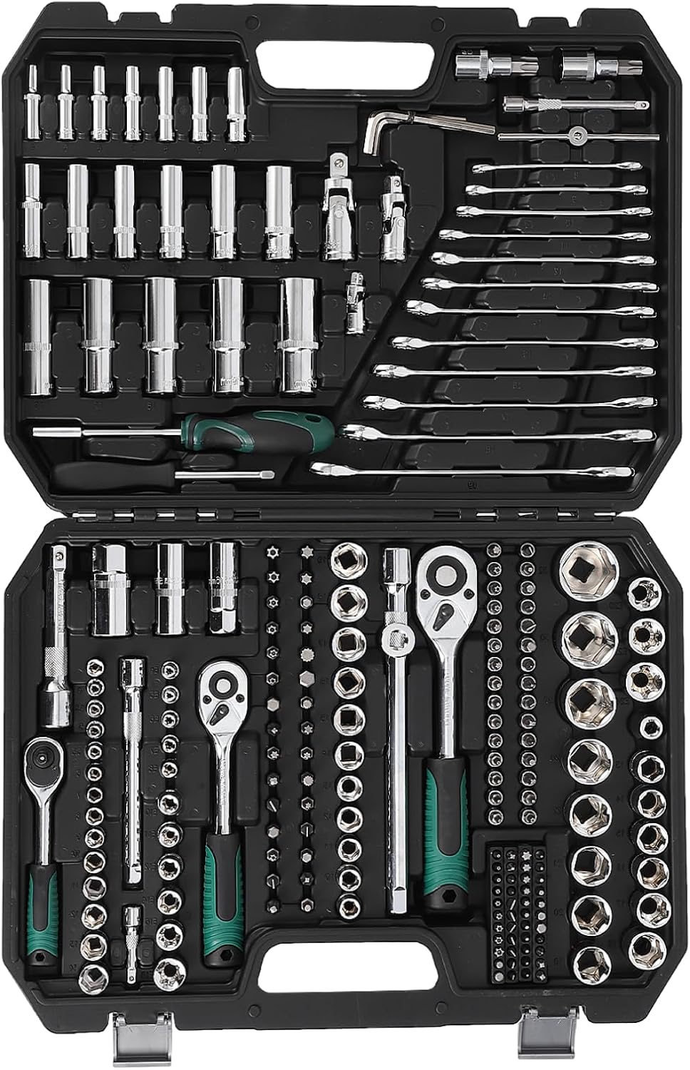 216-Piece Mechanics Tool Set, 1/4, 3/8 & 1/2 Drive Socket Set, 72-Tooth Ratchet Wrench Set for Auto Repair & Home Maintenance, with Durable Organized Carrying Case