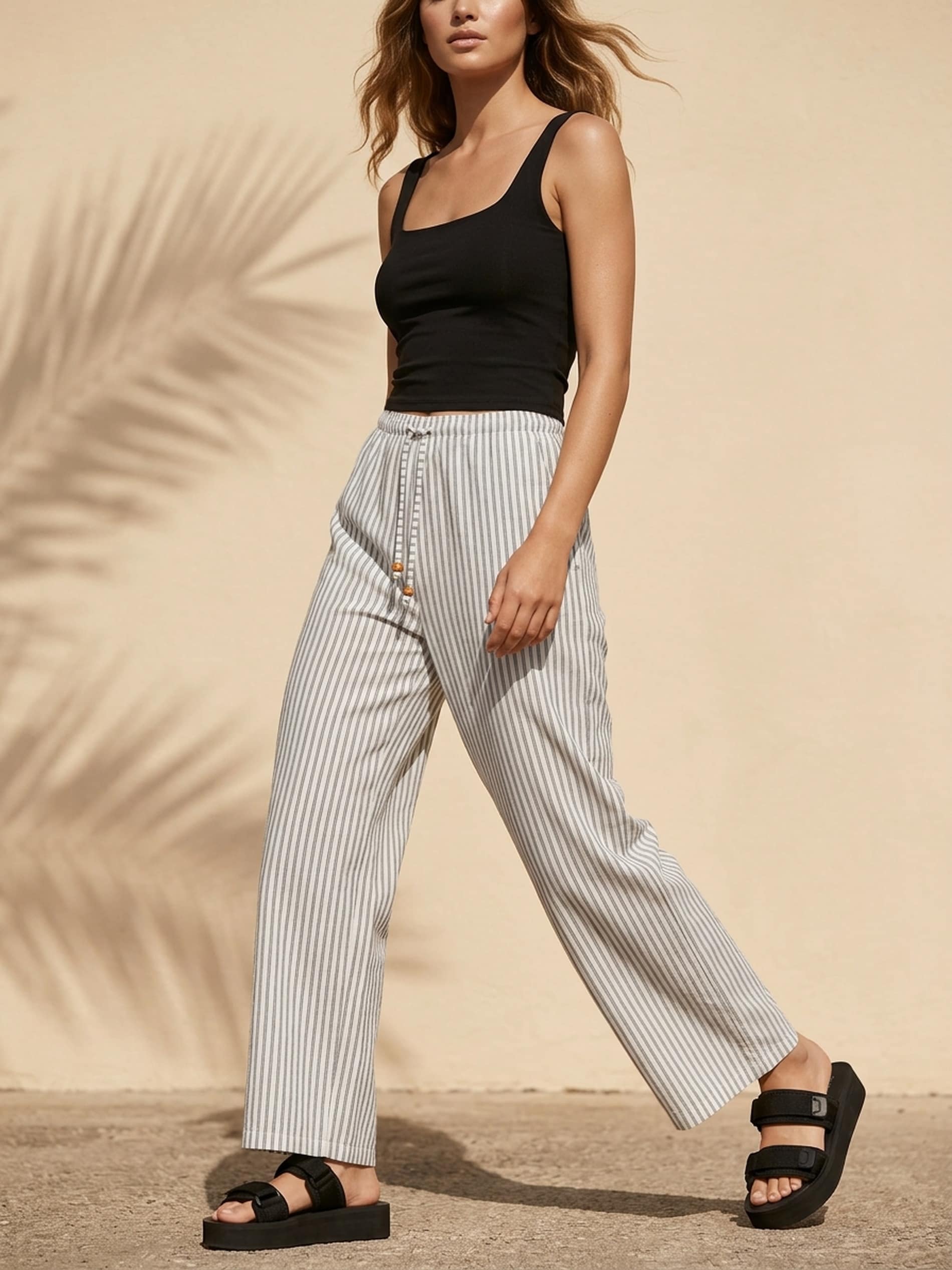 Spodnie wide leg w paski