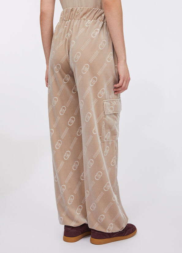Pantaloni jogging in ciniglia con logo