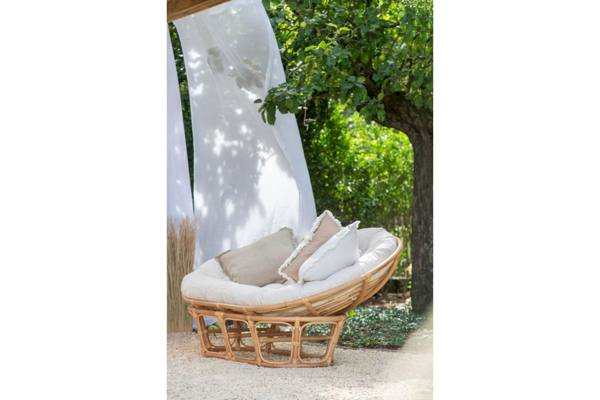 MIKA - Fauteuil papasan double en rotin beige