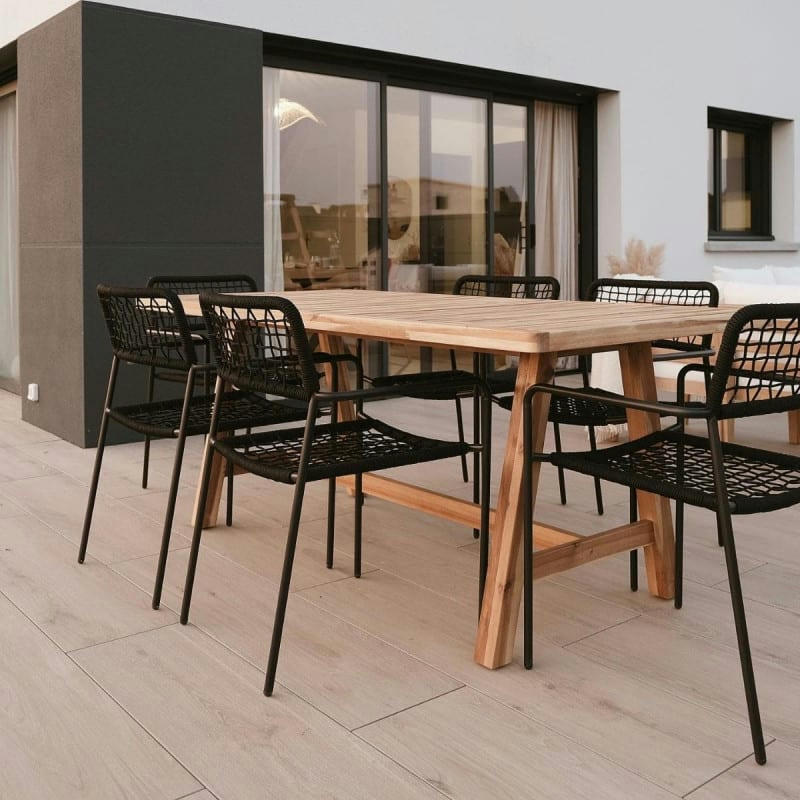 HAWAI - Fauteuil en acier et corde avec coussin