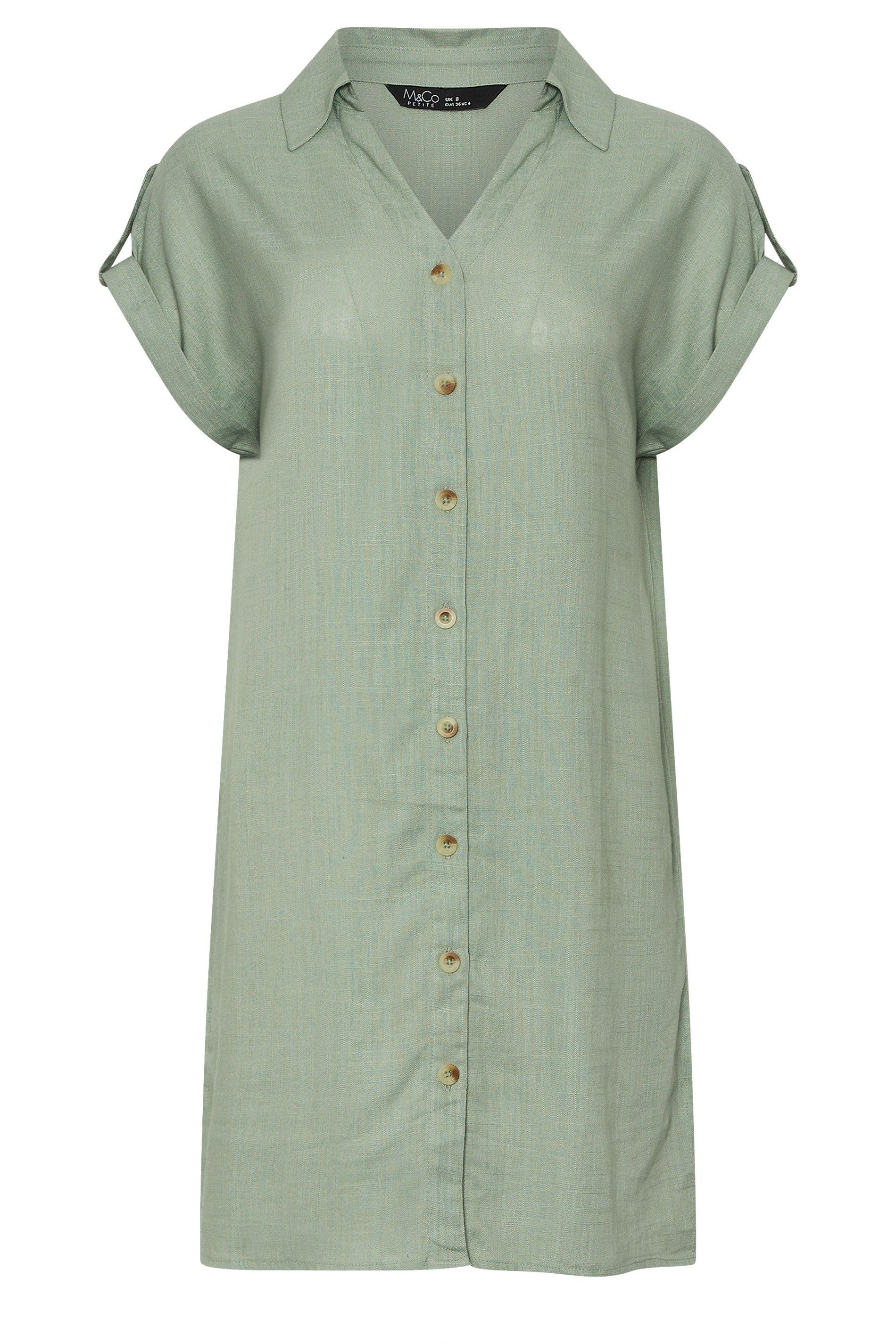 M&Co Petite Relaxed Linen Shirt Dress