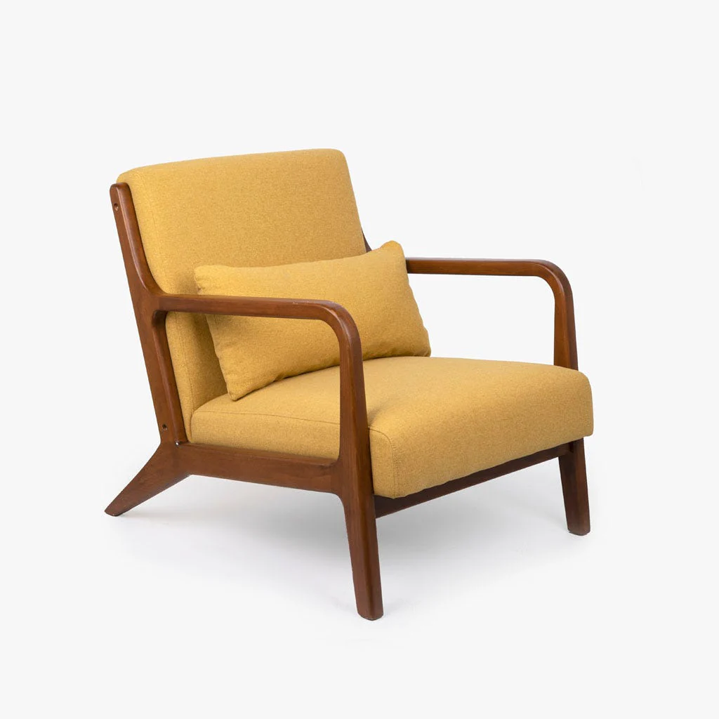 Cadeirão Amarelo com Almofada Amarela e Com Braços BARBER