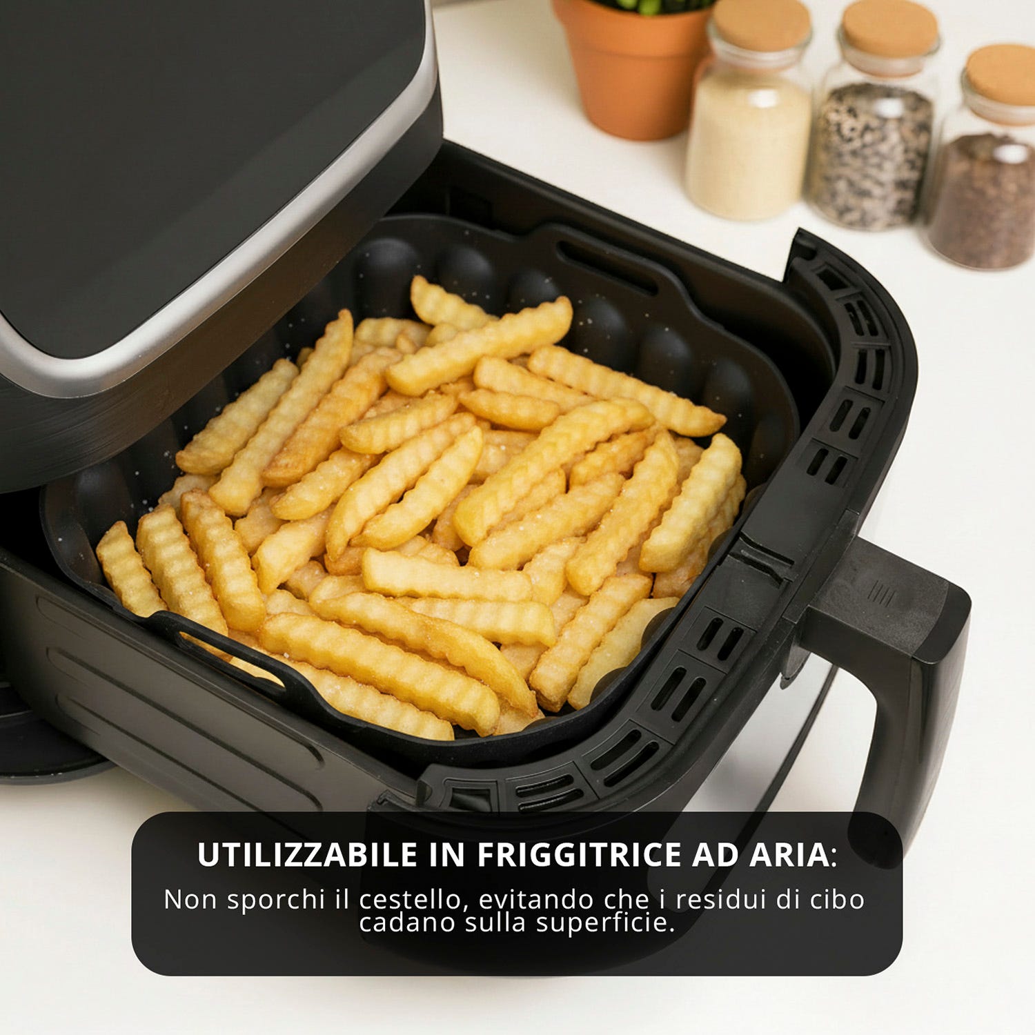 Teglia 18x18 cm silicone per friggitrice ad aria nera
