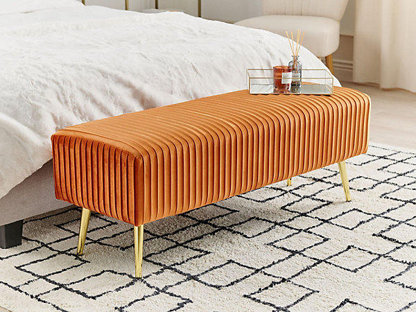 Bout de lit en velours orange PATERSON