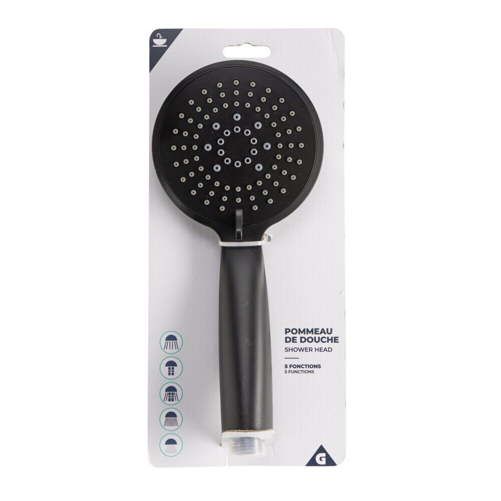 Pommeau de douche 5 fonctions plastique noir