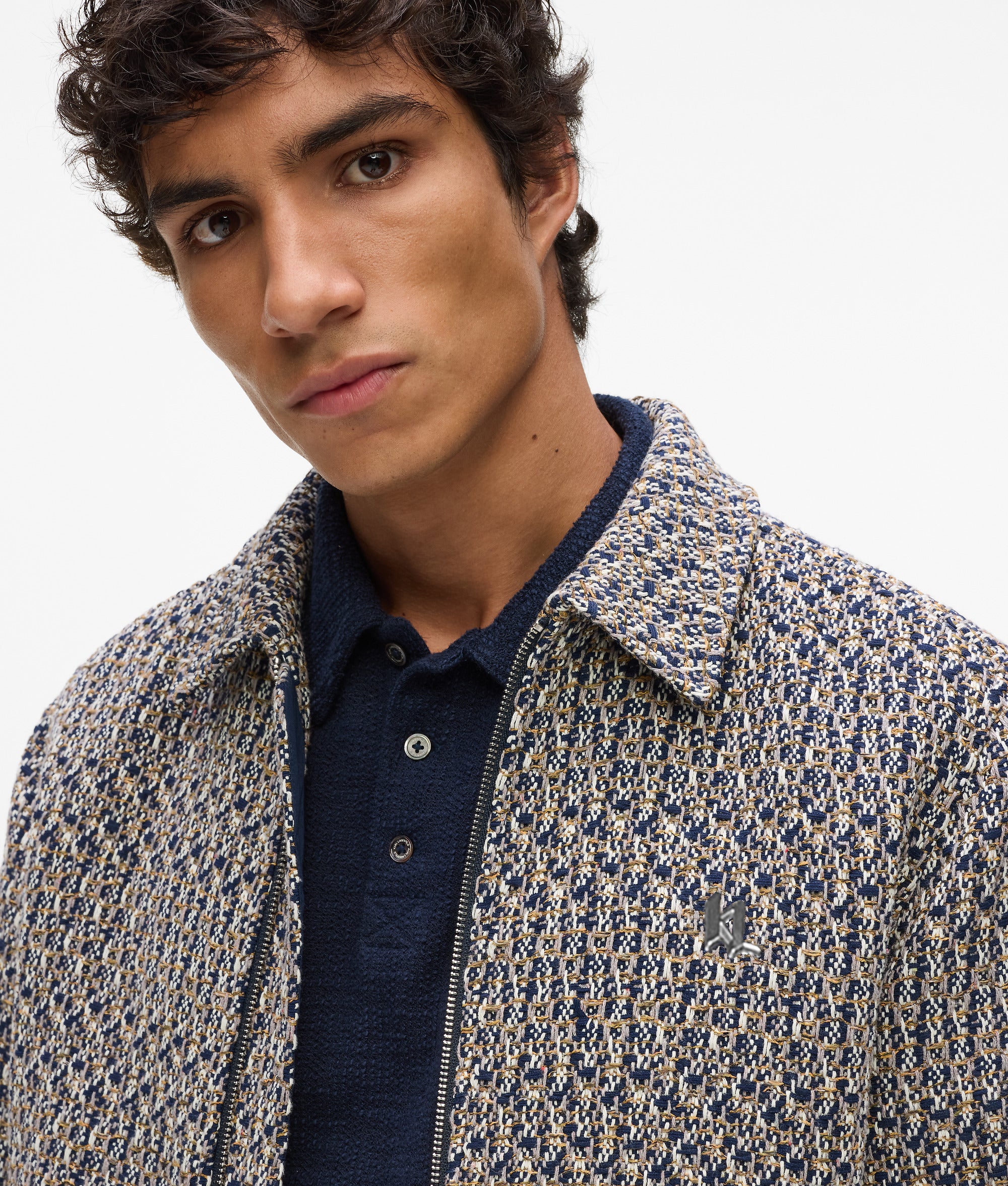 Veste en tweed bouclé à fermeture zippée