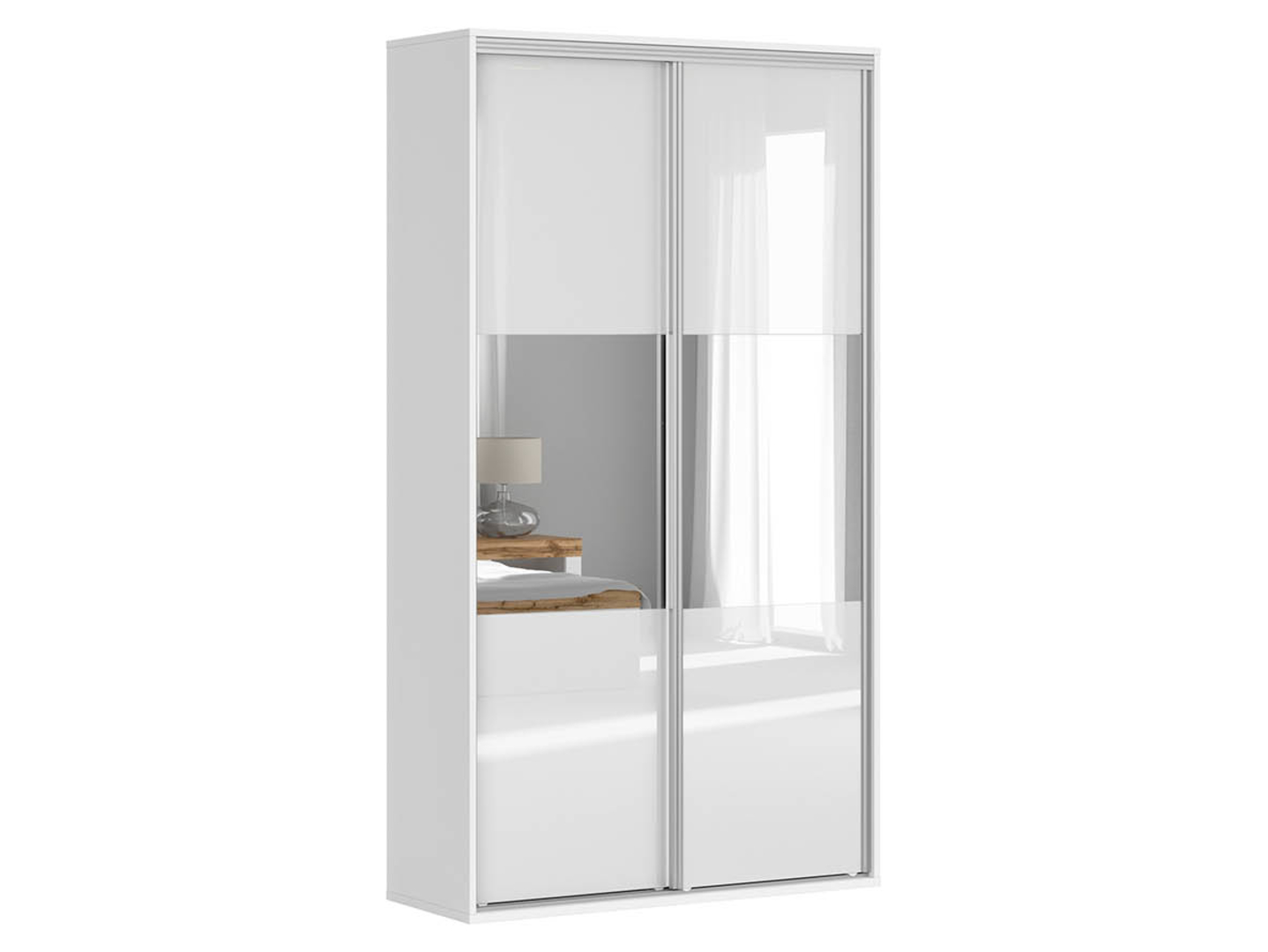 Szafa przesuwna Flex 120 cm z lustrem biały połysk