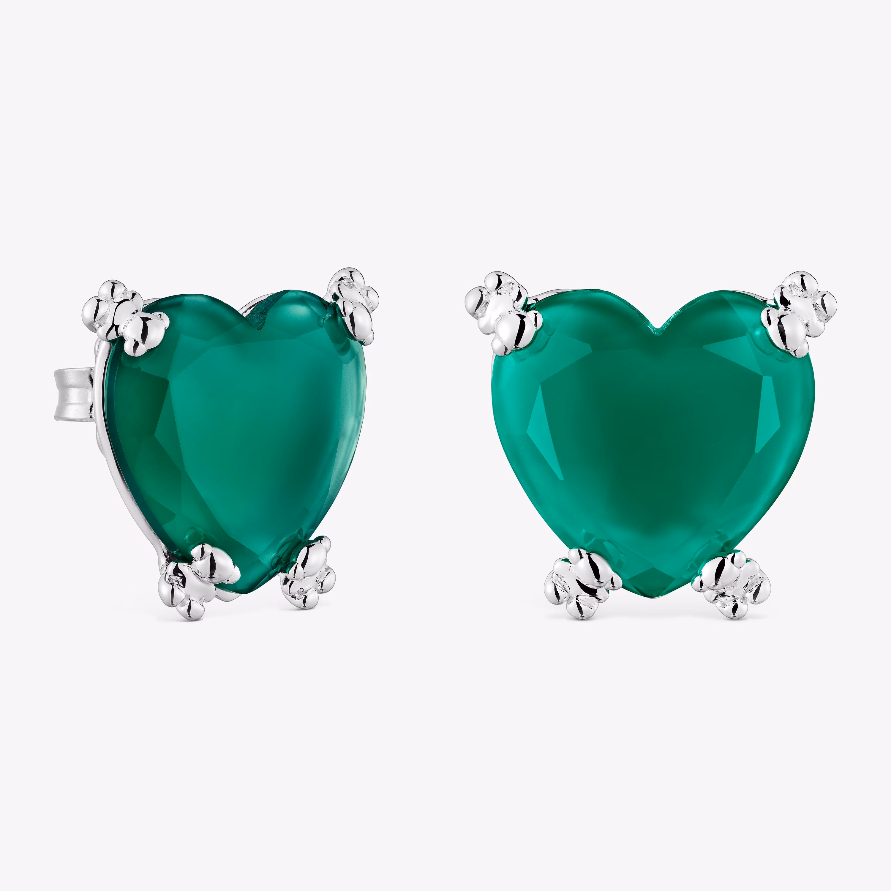 Pendientes corazón de plata y calcedonia tratada Color Pills
