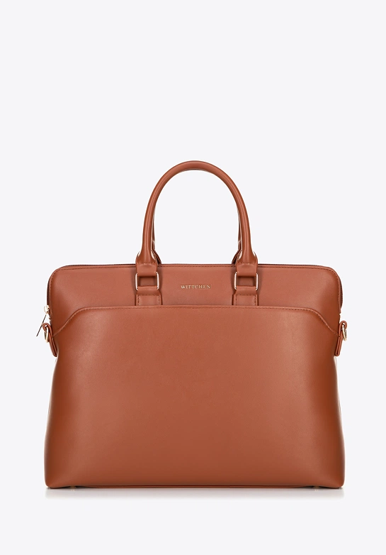 Torba na laptopa 16” z imitacji skóry jasny brąz