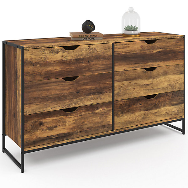 Commode 6 tiroirs HAWKINS XXL 140 cm design industriel