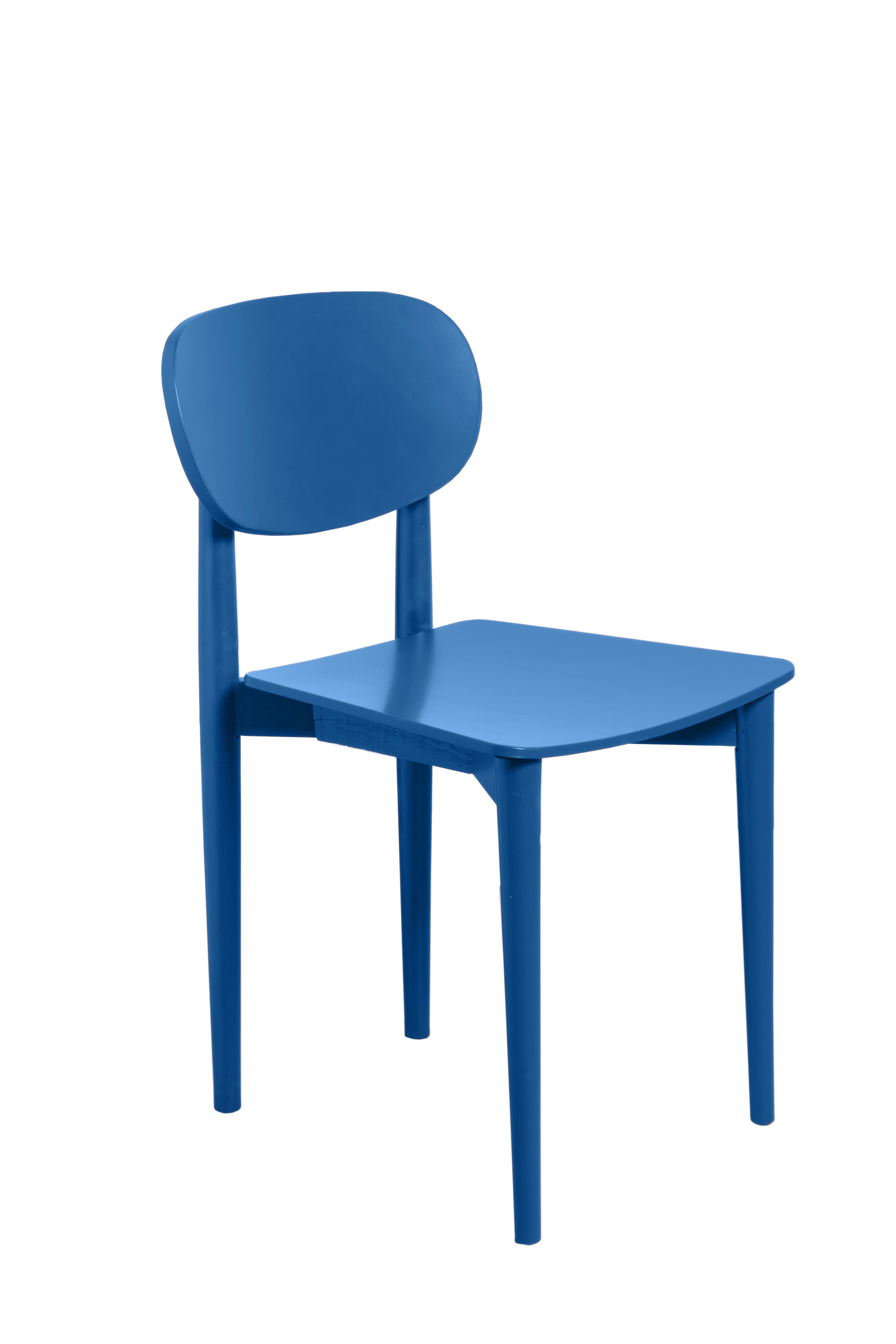 SANDRO - Chaise en bois de hêtre massif bleu Prusse