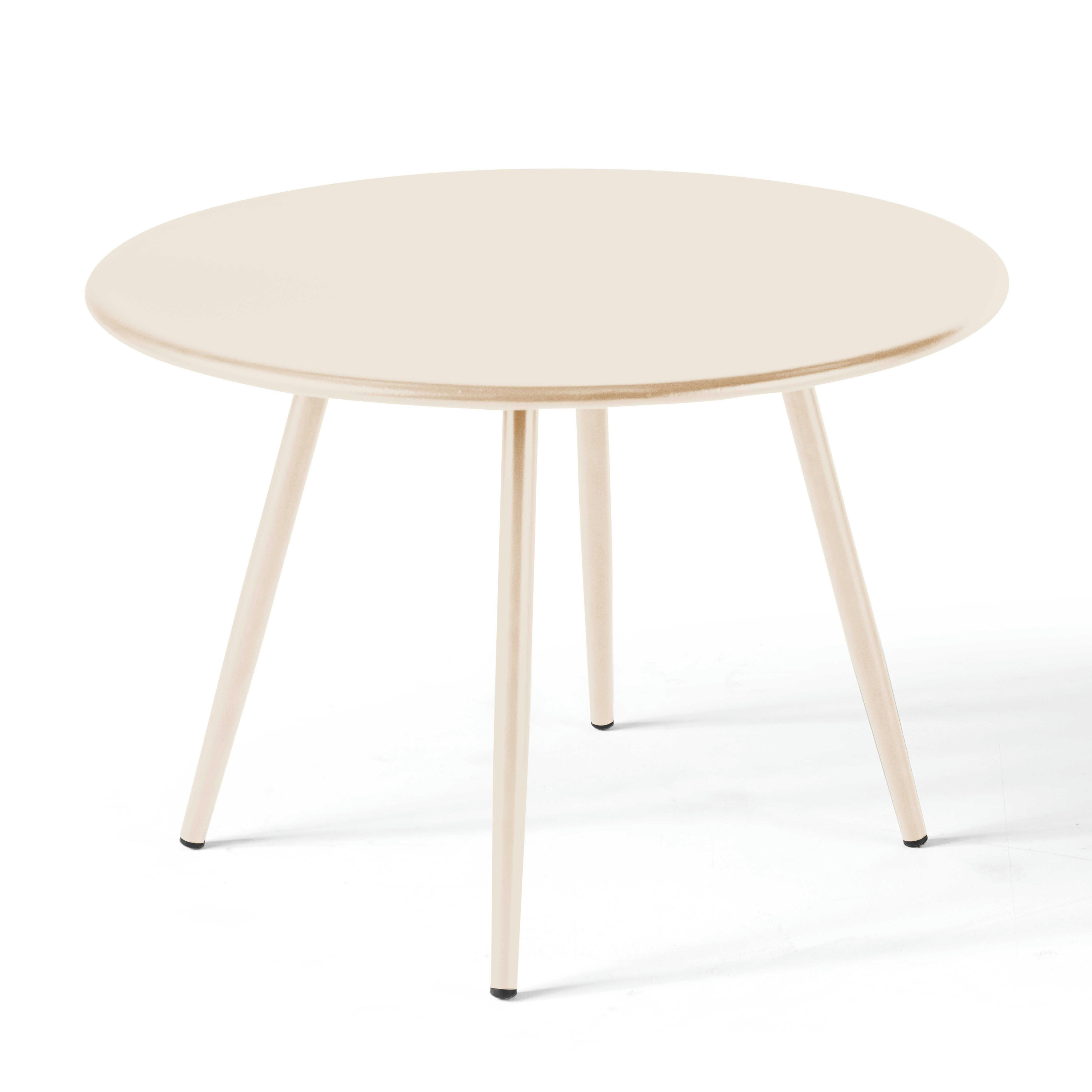 PALAVAS - Lot de 2 tables basses ronde en acier ivoire 50 cm