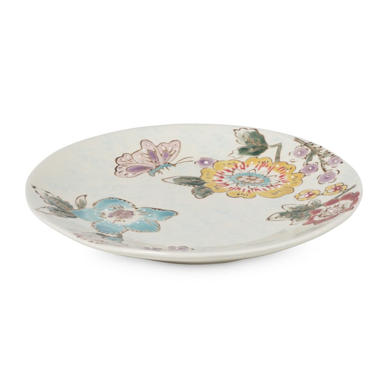 Gebaksbordje bloemen en vlinder - multikleur - &Oslash;15 cm