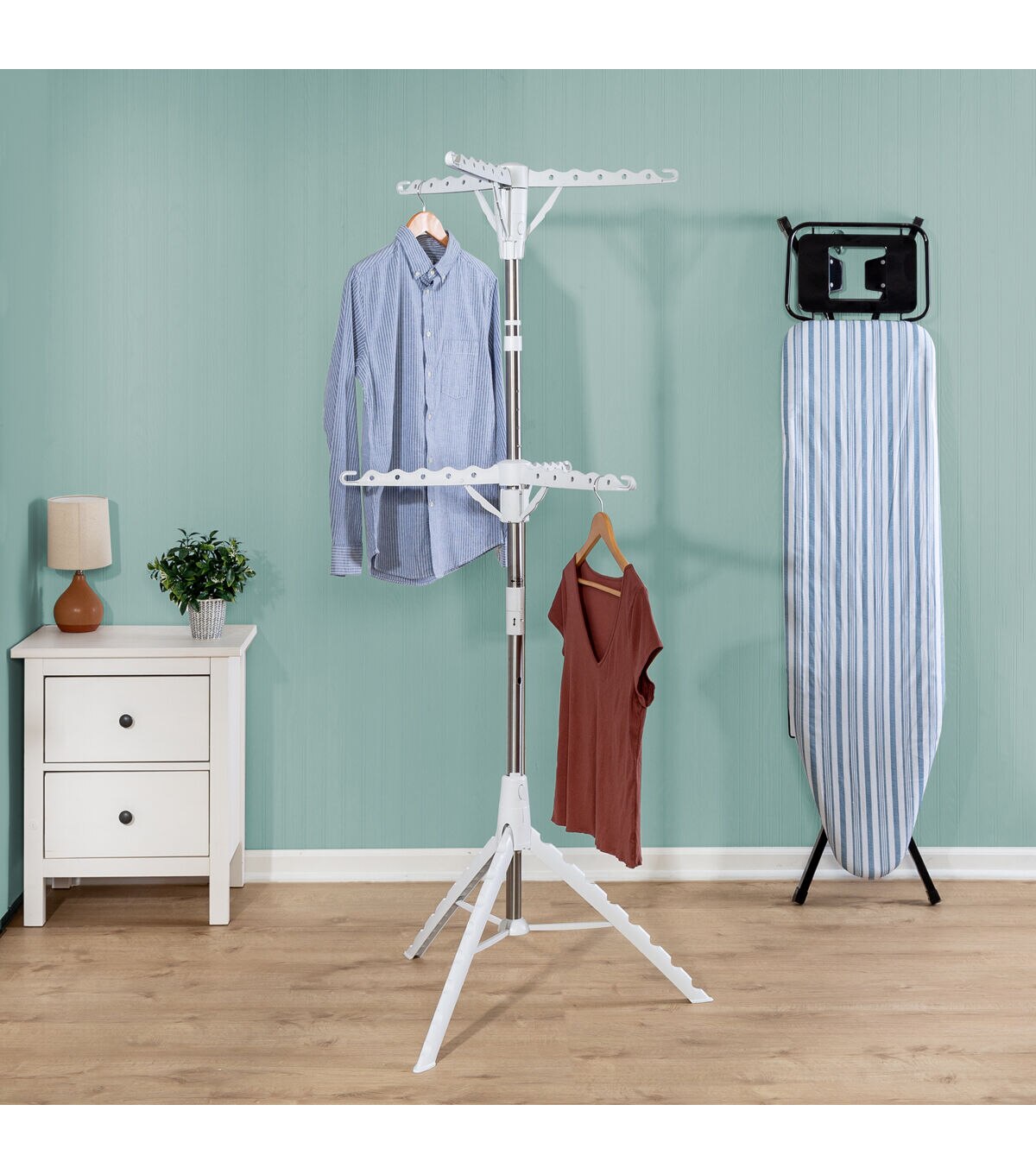 Honey Can Do 28.5 x 74 White 2 Tier Tripod Clothes Drying Rack